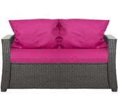 Cojines de jardín para sofá en ratán 112x60x7+2*56x50cm| cojines para exterior rosa| juego de cojines de jardín| conjunto de cojines de 2 plazas