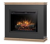 Vena - chimenea eléctrica independiente con calefacción por suelo radiante led - 26' - negro / roble claro - 97 x 89 x 35.3