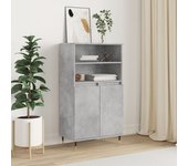 Aparador alto | aparador de comedor | armario de cocina madera contrachapada gris hormigón 60x36x110 cm cfw32971