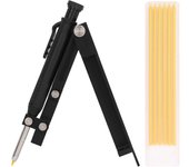 Herramienta multifuncional de marcado de aleación de aluminio con lápiz de dibujo lineal y recambio amarillo para carpintería.