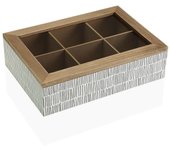 Caja para infusiones versa new lines madera (17 x 7 x 24 cm)