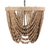 Lampara techo cadena bolas madera yute 45x45x40 cm