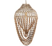 Lampara techo cadena bolas madera metal 44x44x77cm