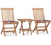 Set comedor de jardín plegable 3 piezas | conjunto de jardín | muebles de jardín madera de teca cojines cfw78585