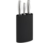 Relaxdays taco cuchillos ovalado, bloque cerdas cuchillos, porta cuchillos, plástico 22x16,5x6,5 cm, negro