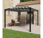Cenador con techo de lamas 3x3 m tejido aluminio antracita