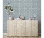 Papel pintado autoadhesivo con tintas eco, y libre de pvc, rollo de 129 x 260 cm geo star azul