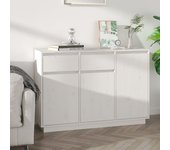 Aparador | aparador de comedor | armario de cocina de madera maciza de pino blanco 110x34x75 cm cfw50848