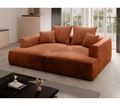 Sofá de 3 plazas con asiento cómodo y profundo de pana terracota pineta