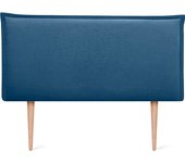 Dhome cabecero de lino natural liso con ribete y patas cabezal tapizado cama dormitorio moderno top trending (azul marino, 105cm)