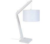 Lámpara de noche tosel kran cylindre metal arqueado madera blanca d30 x h50 cm