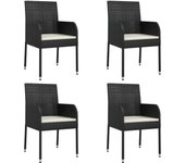 4 piezas sillas de jardín | silla de exterior | sillon jardín con cojines ratán sintético negro cfw600726