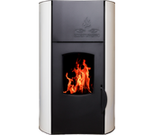 Hidro estufa de pellet de 25 kw de potencia, autonomía 10-20 horas, superficie 200 m2 y consumo 2-4 kg/h color blanco con cristal