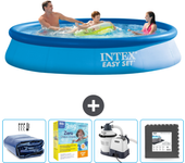 Paquete de piscina - intex - alrededor - 366x366x76 cm + accesorios cb68