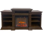 Biden - chimenea eléctrica de suelo en madera 179x48xh85 cm, efecto llama, color madera de nogal