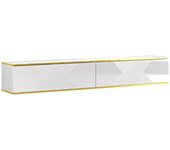 Mueble tv levelbu 111, blanco, dorado, blanco brillante, 200x32x34cm