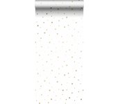 Papel pintado pequeñas estrellas blanco y oro - 0,53 x 10,05 m - estahome
