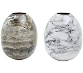 Jarrón dkd home decor metal marrón blanco mármol moderno (13 x 13 x 16 cm) (2 unidades)