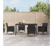 Set de muebles jardín 5 piezas，conjunto de comedor de exterior，conjunto de jardín con cojines ratán sintético negro cfw501803