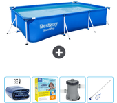 Paquete de piscina - bestway - rectángulo - 300x201x66 cm + accesorios cb10