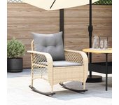 Maison exclusive - silla mecedora de jardín con cojines ratán sintético beige