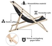 Tumbona plegable silla de jardín de madera tumbona plegable silla de camping playa negro