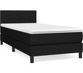 Cama somier tapizada con colchón de tela negra 90x190 cm