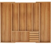 Relaxdays cubertero, bambú, extensible, bandeja de cubiertos para cajón, separador cajones, 5x55x44,5 cm, marrón natural
