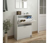 Zapatero recibidor blanco – mueble auxiliar estrecho con 2 puertas | capacidad 12 pares | 81,6 x 60 x 25 cm