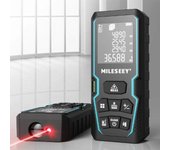 1 x medidor de distancia láser, 50 m, telémetro con nivel de burbuja, pantalla lcd con herramienta de medición retroiluminada, cálculo automático