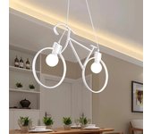 Moderna lámpara colgante bicicleta led suspensión bicicleta doble lámpara e27 dormitorio de luz ambientes modernos color blanco