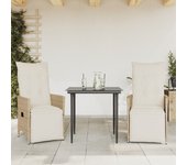 2 uds sillones reclinables de jardín | silla de exterior | sillon con cojines beige ratán pe cfw53542