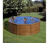 Piscina redonda de acero ø3,20m x h: 1,22m - imitación madera - filtración de cartucho
