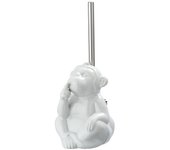 Wenko die bessere idee monkey quiet-porta scopino per wc, ceramica, bianco, 15 x 69 x 20 cm