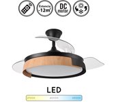 Ventilador de techo con luz silencioso dc con mando provenza negro madera 107 cm invierno-verano color luz regulable
