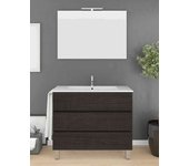 Mueble de baño imperia 3 cajones incluye lavabo y espejo - roble sinatra 90 x 45 cm seno centrado