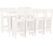 Mesa y taburetes altos jardín 9 pzas madera maciza pino blanco