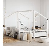 Estructura de cama infantil blanca 2x(90x200) cm madera maciza de pino