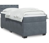 Maison exclusive - cama box spring individual con colchón terciopelo gris oscuro