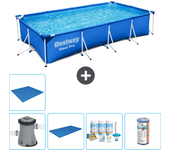 Paquete de piscina - bestway - rectángulo - 400x211x81 cm + accesorios cb11