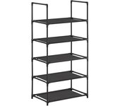 Zapatero de metal con 5 baldas, organizador de zapatos con estantería abierta, ideal para pasillo y dormitorio, color negro