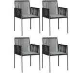 Juego de 4 sillas y cojines de jardín negro 54x60,5x83,5 cm