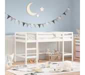 Cama altillo infantil escalera blanca 90x200 cm madera maciza de pino