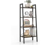 Costway estantería de 4 niveles, estantería de escalera industrial con estructura de metal, almohadillas ajustables para los pies y kit anticaídas, es