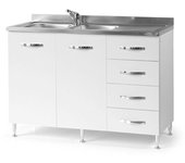 Mueble para debajo del fregadero blanco 2 puertas c - cajón dx cm 120x50xh 85