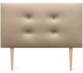 Dhome cabecero de polipiel premium pro con 2 hileras de botones y patas cabezal tapizado cama lujo (champán, 105cm)