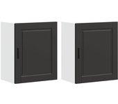 Muebles pared para cocina 2 uds | armario de cocina porto madera ingeniería negra cfw169395