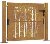 Puerta de jardín | puerta de valla | cancela de valla acero corten diseño bambú 105x105 cm cfw82801