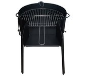 Mf - barbacoa de leña redonda de 50 x 50 cm en acero con parrilla corrugada, 4 patas de sujeción, trébede y pintura negra anticalórica