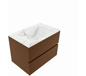 Mondiaz vica dlux 70cm mueble de baño color rust con 2 cajones. con lavabo cloud centro sin orificios color frappe